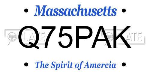 Q75PAK Massachusetts License Plate