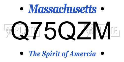 Q75QZM Massachusetts License Plate
