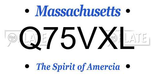 Q75VXL Massachusetts License Plate