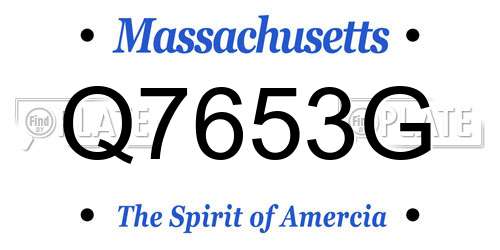Q7653G Massachusetts License Plate