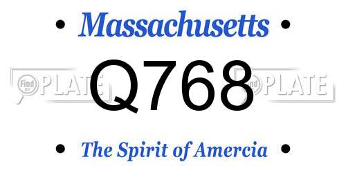Q768 Massachusetts License Plate