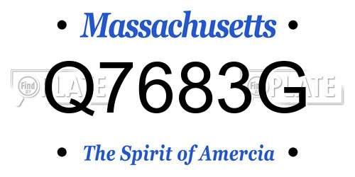 Q7683G Massachusetts License Plate