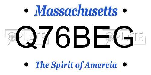 Q76BEG Massachusetts License Plate