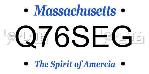 Q76SEG Massachusetts License Plate