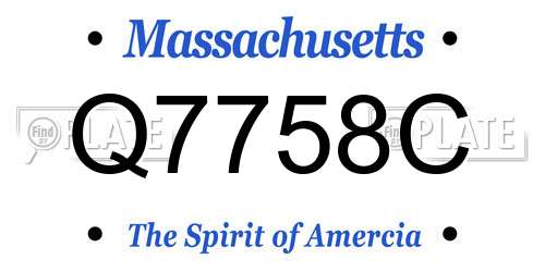 Q7758C Massachusetts License Plate