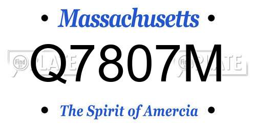 Q7807M Massachusetts License Plate