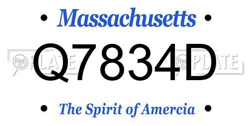 Q7834D Massachusetts License Plate