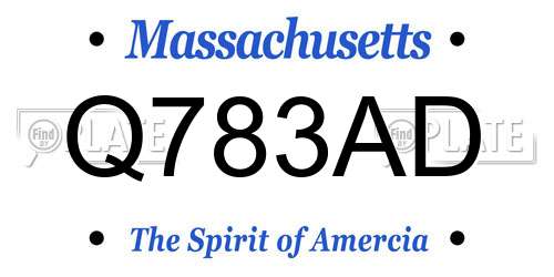 Q783AD Massachusetts License Plate