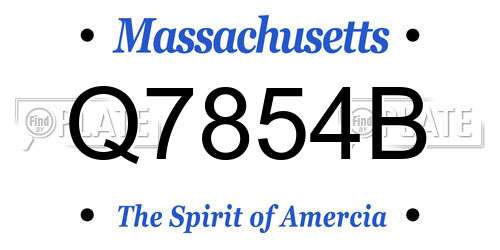 Q7854B Massachusetts License Plate