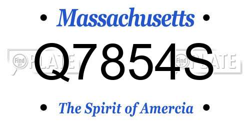 Q7854S Massachusetts License Plate
