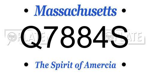 Q7884S Massachusetts License Plate