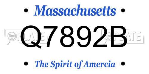 Q7892B Massachusetts License Plate