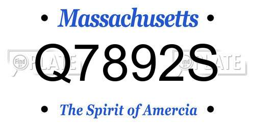 Q7892S Massachusetts License Plate