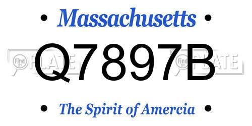 Q7897B Massachusetts License Plate