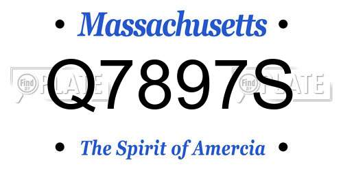 Q7897S Massachusetts License Plate