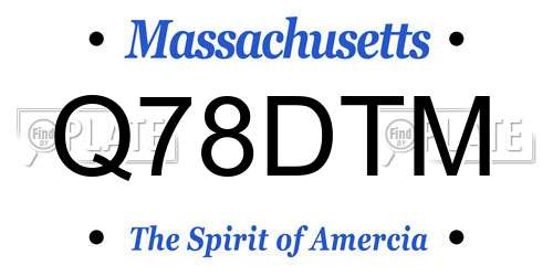 Q78DTM Massachusetts License Plate