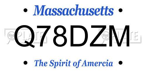 Q78DZM Massachusetts License Plate