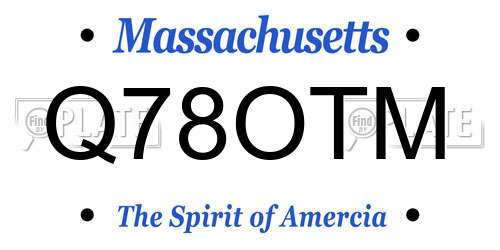 Q78OTM Massachusetts License Plate