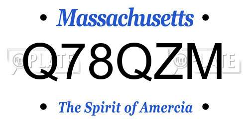 Q78QZM Massachusetts License Plate