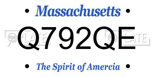 Q792QE Massachusetts License Plate