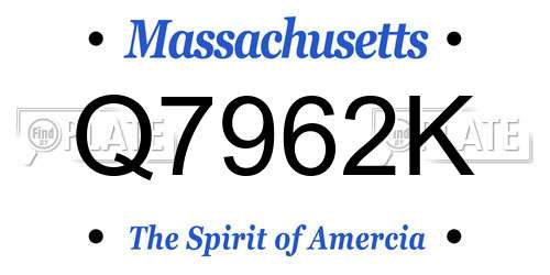 Q7962K Massachusetts License Plate