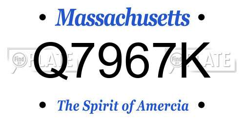 Q7967K Massachusetts License Plate