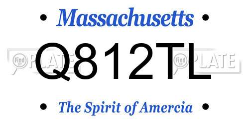 Q812TL Massachusetts License Plate