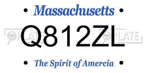 Q812ZL Massachusetts License Plate