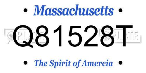 Q81528T Massachusetts License Plate