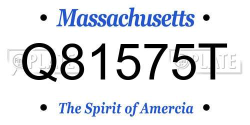 Q81575T Massachusetts License Plate