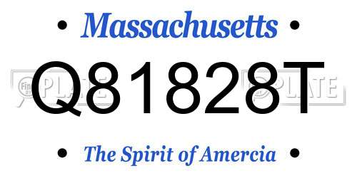Q81828T Massachusetts License Plate