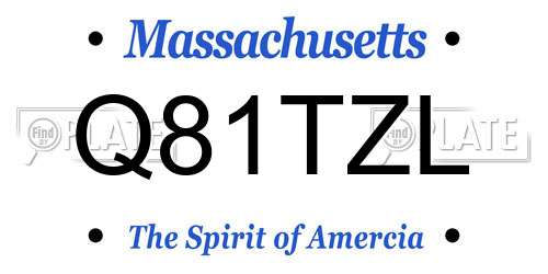 Q81TZL Massachusetts License Plate