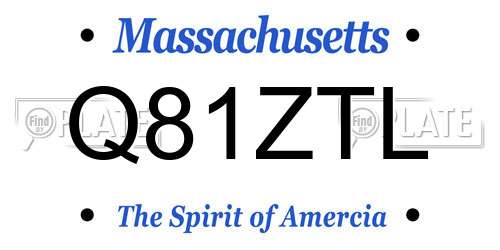 Q81ZTL Massachusetts License Plate