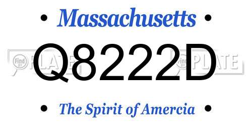 Q8222D Massachusetts License Plate