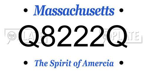 Q8222Q Massachusetts License Plate
