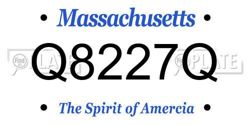 Q8227Q Massachusetts License Plate