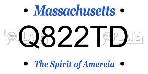 Q822TD Massachusetts License Plate