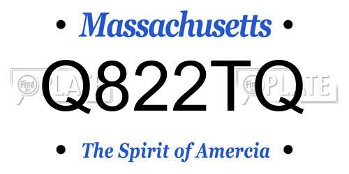 Q822TQ Massachusetts License Plate