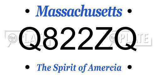 Q822ZQ Massachusetts License Plate