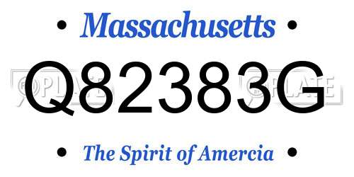 Q82383G Massachusetts License Plate