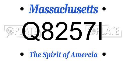 Q8257I Massachusetts License Plate