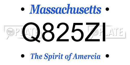 Q825ZI Massachusetts License Plate