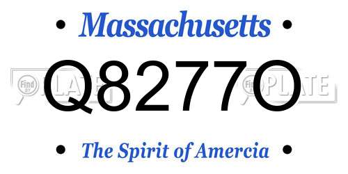 Q8277O Massachusetts License Plate