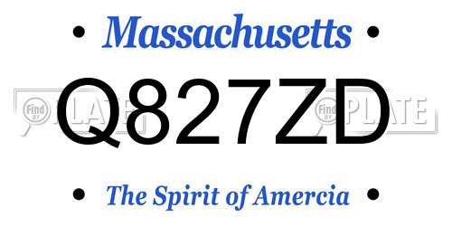 Q827ZD Massachusetts License Plate