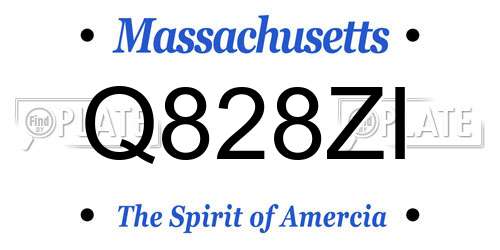Q828ZI Massachusetts License Plate