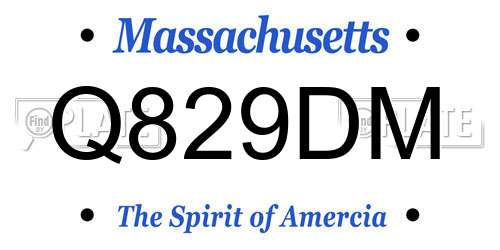 Q829DM Massachusetts License Plate