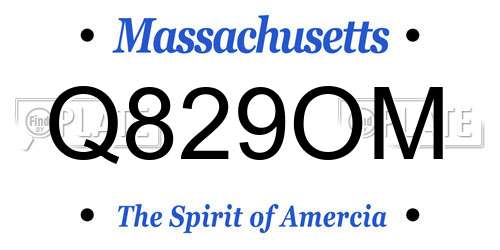 Q829OM Massachusetts License Plate