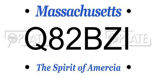 Q82BZI Massachusetts License Plate