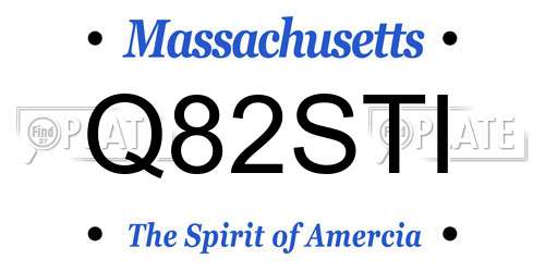 Q82STI Massachusetts License Plate