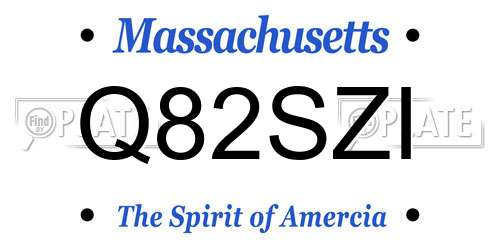 Q82SZI Massachusetts License Plate